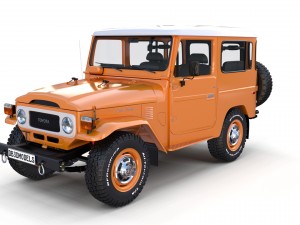 toyota land cruiser fj 40 orange with interior 3D Model