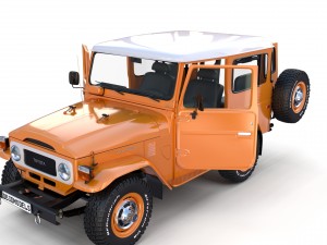 toyota land cruiser fj 40 orange with interior 3D Model