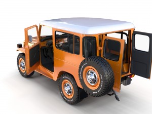 toyota land cruiser fj 40 orange with interior 3D Model
