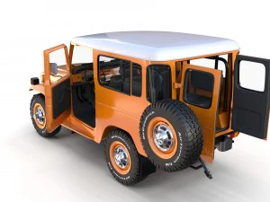 toyota land cruiser fj 40 orange with interior 3D Model