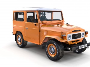 toyota land cruiser fj 40 orange with interior 3D Model