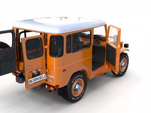 toyota land cruiser fj 40 orange with interior 3D Model