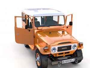 toyota land cruiser fj 40 orange with interior 3D Model