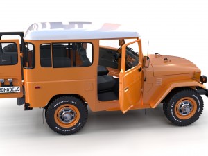 toyota land cruiser fj 40 orange with interior 3D Model