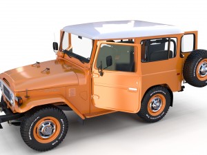 toyota land cruiser fj 40 orange with interior 3D Model