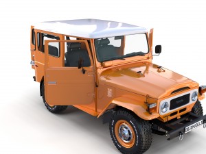 toyota land cruiser fj 40 orange with interior 3D Model