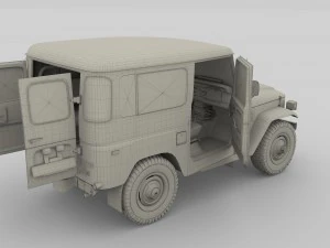 toyota land cruiser fj 40 orange with interior 3D Model