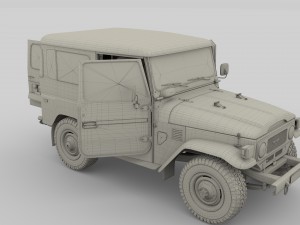toyota land cruiser fj 40 orange with interior 3D Model