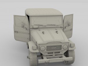 toyota land cruiser fj 40 orange with interior 3D Model