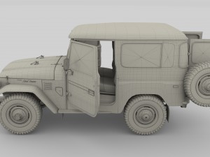 toyota land cruiser fj 40 orange with interior 3D Model