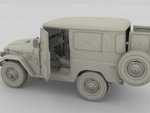 toyota land cruiser fj 40 orange with interior 3D Model