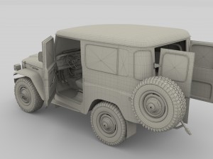 toyota land cruiser fj 40 orange with interior 3D Model