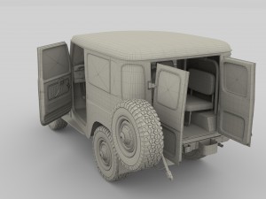 toyota land cruiser fj 40 orange with interior 3D Model