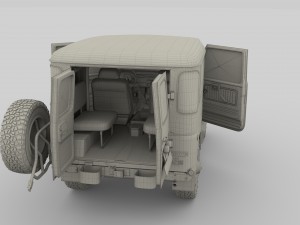 toyota land cruiser fj 40 orange with interior 3D Model