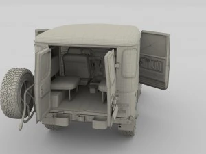 toyota land cruiser fj 40 orange with interior 3D Model