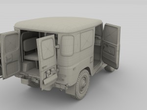 toyota land cruiser fj 40 orange with interior 3D Model