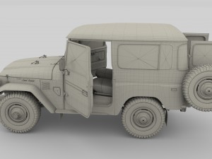 toyota land cruiser fj 40 top down with interior 3D Model