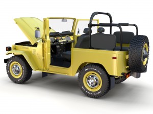 toyota land cruiser fj 40 top down with chassis and interior 3D Model