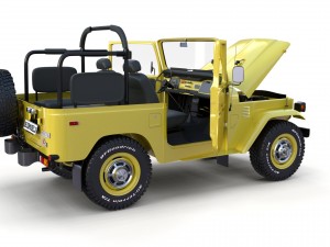 toyota land cruiser fj 40 top down with chassis and interior 3D Model