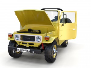 toyota land cruiser fj 40 top down with chassis and interior 3D Model