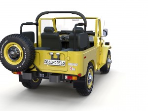 toyota land cruiser fj 40 top down with chassis and interior 3D Model