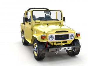 toyota land cruiser fj 40 top down with chassis and interior 3D Model