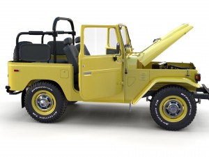 toyota land cruiser fj 40 top down with chassis and interior 3D Model