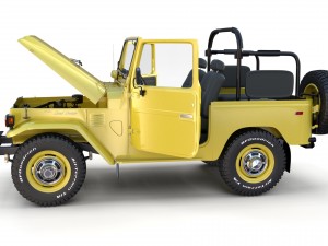 toyota land cruiser fj 40 top down with chassis and interior 3D Model