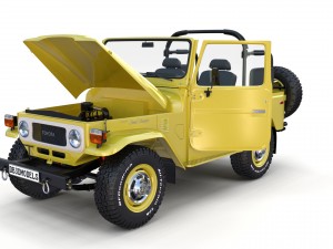 toyota land cruiser fj 40 top down with chassis and interior 3D Model