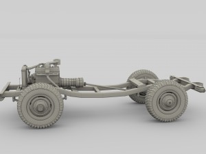 toyota land cruiser fj 40 top down with chassis and interior 3D Model