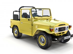 toyota land cruiser fj 40 top down with chassis and interior 3D Model