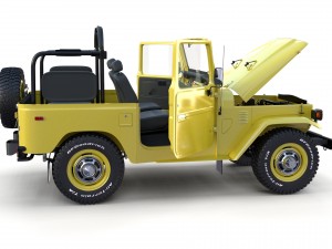 toyota land cruiser fj 40 top down with chassis and interior 3D Model