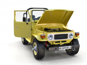 toyota land cruiser fj 40 top down with chassis and interior 3D Model