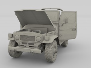 toyota land cruiser fj 40 top down with chassis and interior 3D Model