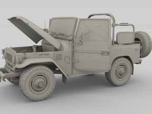 toyota land cruiser fj 40 top down with chassis and interior 3D Model
