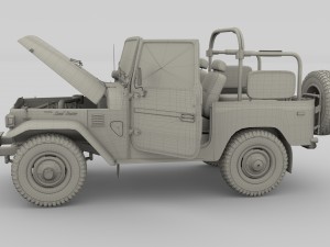 toyota land cruiser fj 40 top down with chassis and interior 3D Model