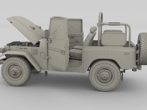 toyota land cruiser fj 40 top down with chassis and interior 3D Model