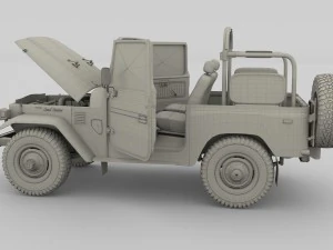 toyota land cruiser fj 40 top down with chassis and interior 3D Model