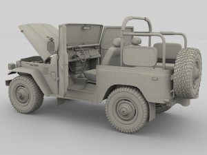 toyota land cruiser fj 40 top down with chassis and interior 3D Model