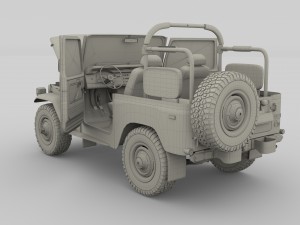 toyota land cruiser fj 40 top down with chassis and interior 3D Model