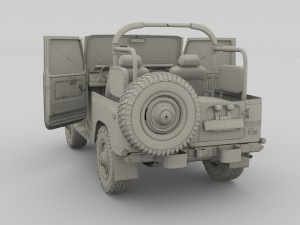 toyota land cruiser fj 40 top down with chassis and interior 3D Model