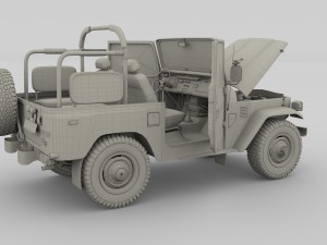 toyota land cruiser fj 40 top down with chassis and interior 3D Model