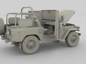 toyota land cruiser fj 40 top down with chassis and interior 3D Model
