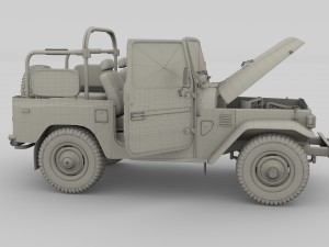 toyota land cruiser fj 40 top down with chassis and interior 3D Model