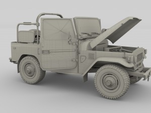 toyota land cruiser fj 40 top down with chassis and interior 3D Model