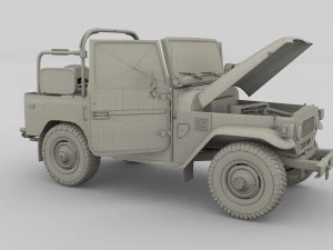 toyota land cruiser fj 40 top down with chassis and interior 3D Model