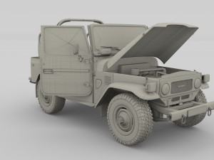 toyota land cruiser fj 40 top down with chassis and interior 3D Model