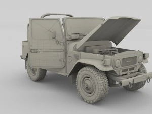 toyota land cruiser fj 40 top down with chassis and interior 3D Model