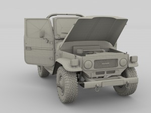 toyota land cruiser fj 40 top down with chassis and interior 3D Model