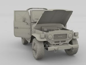 toyota land cruiser fj 40 top down with chassis and interior 3D Model